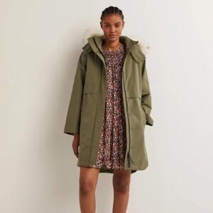 Boden Waterproof Borg Lined Parka in Basil Green ***NO LINING*** | size 10P